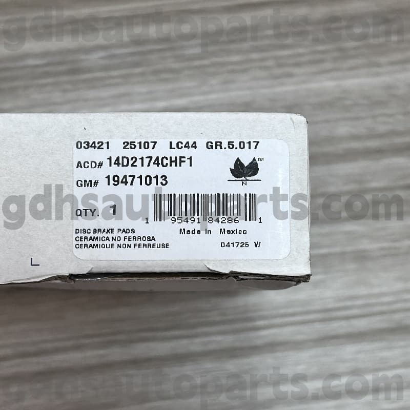 14D2174CHF1 ACDELCO Stabdžių padas, skirtas „Escalade OE“ Nr. 19241013